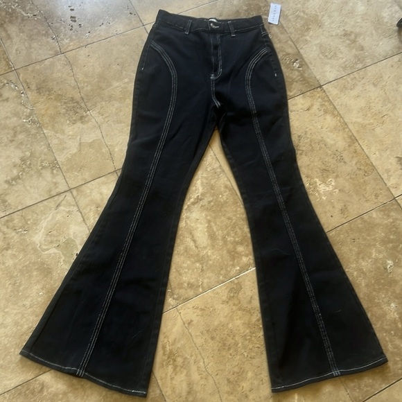 Pacsun flare NWT high-rise size 26 black with white stitching, no pockets - Picture 2 of 15